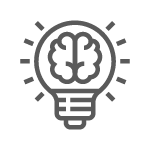 An icon of a light bulb with a brain inside.